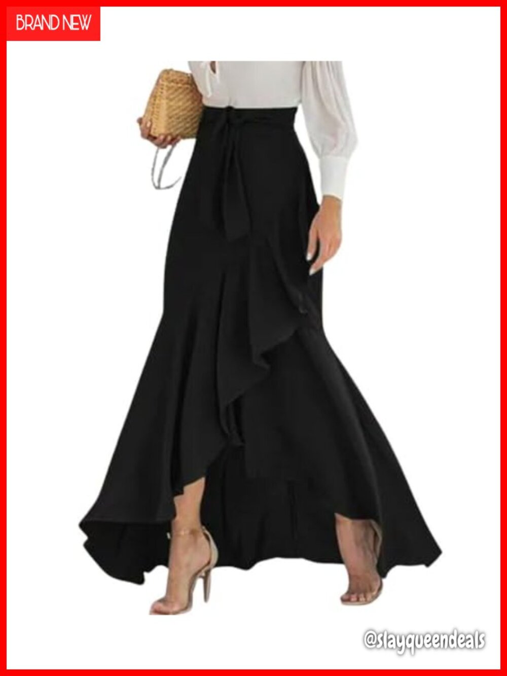 Plaid Mermaid Maxi Skirt High Rise A-Line Fishtail Hem Long Skirt